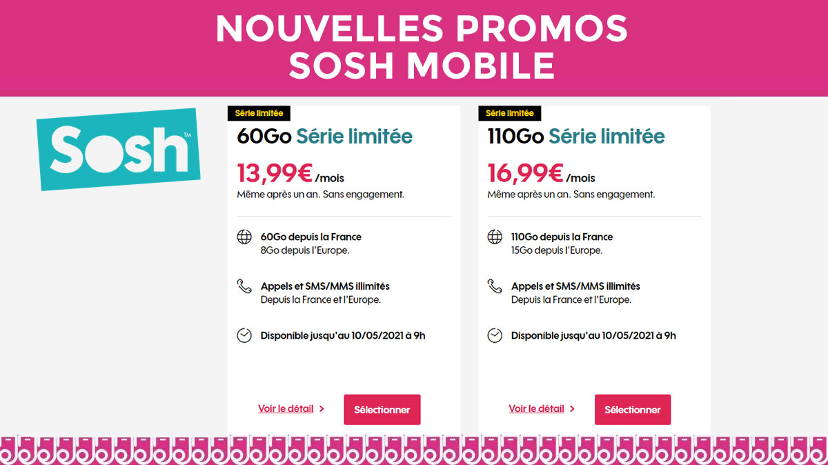 Les 2 nouveautés SOSH Mobile sont de sortie à petits prix