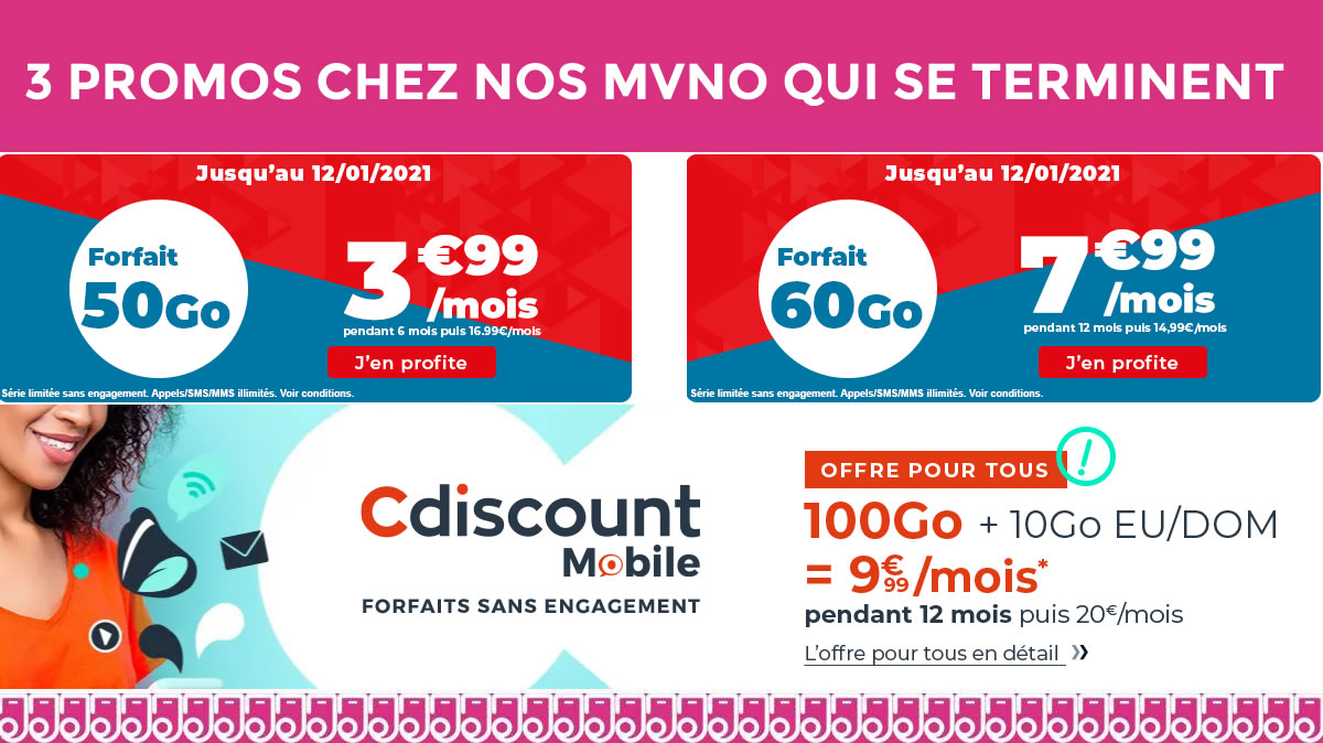Les promos maxi data des MVNO dès 3,99€ prennent fin à 23h59 !