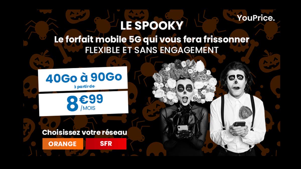 N'ayez plus peur de votre facture de téléphone grâce au forfait valable à vie de Youprice spécial Halloween !