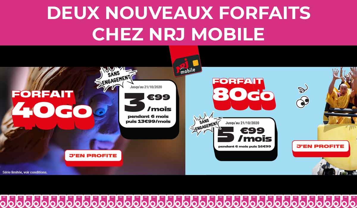 NRJ Mobile lance deux nouveaux forfaits mobiles à moins de 6€ par mois !