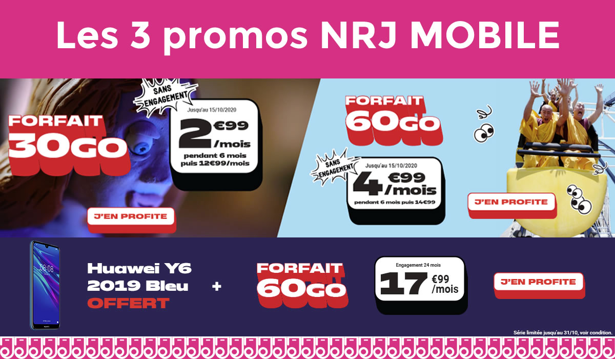 NRJ Mobile offre 3 superbes promos pour votre forfait mobile