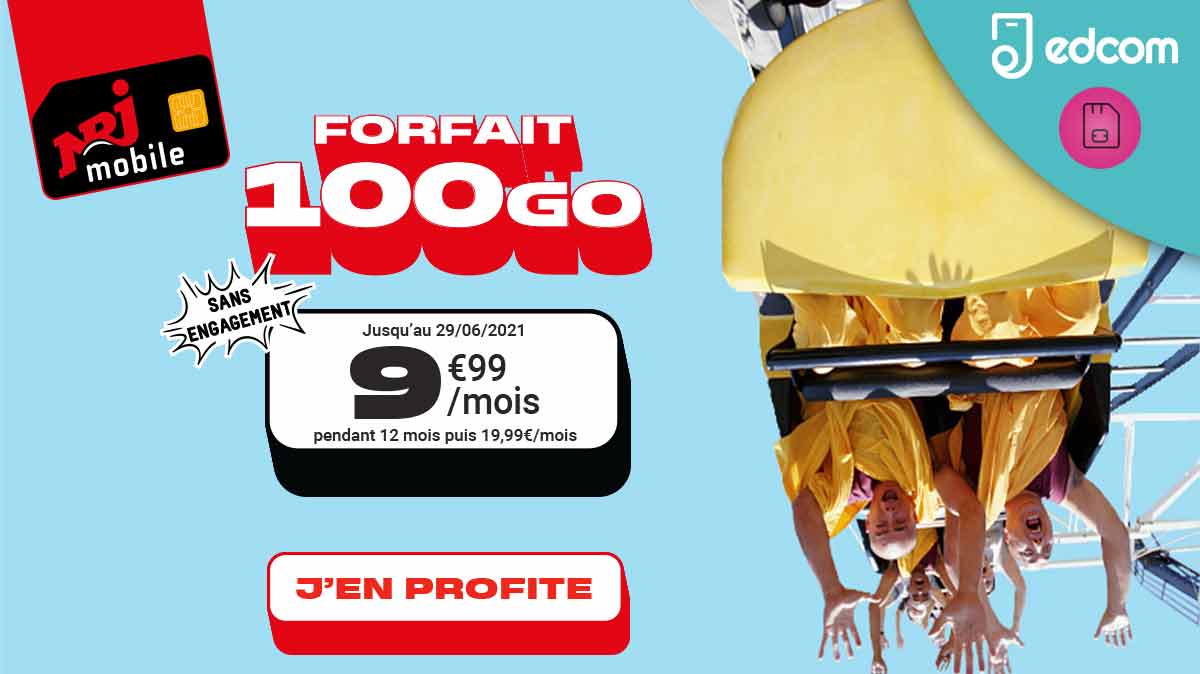 NRJ dégaine une promo 100Go à 9,99€ par mois juste pour aujourd'hui !