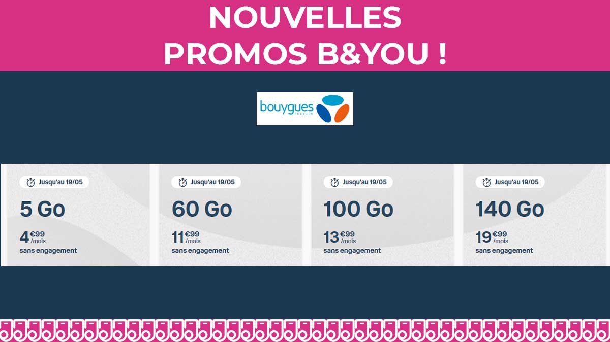 Ne ratez pas les nouveaux forfaits B&You en promotion dès 4,99€