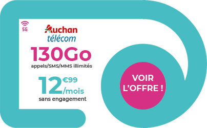 Forfait série limitée 5G 130 Go Auchan Télécom
