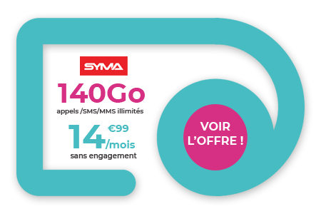 promo forfait mobile Syma mobile 140Go
