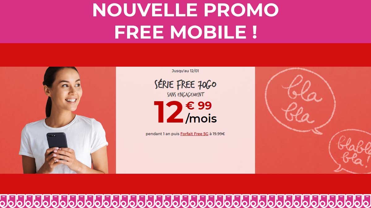 Nouveau forfait Free mobile en promotion jusqu'au 12 janvier 2021 !