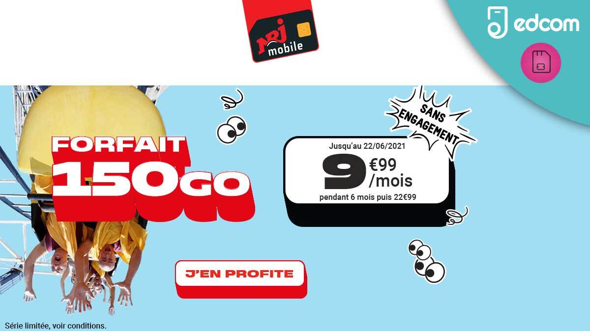 Nouvelle promo chez NRJ Mobile : un forfait 150 Go à seulement 9,99 € par mois !