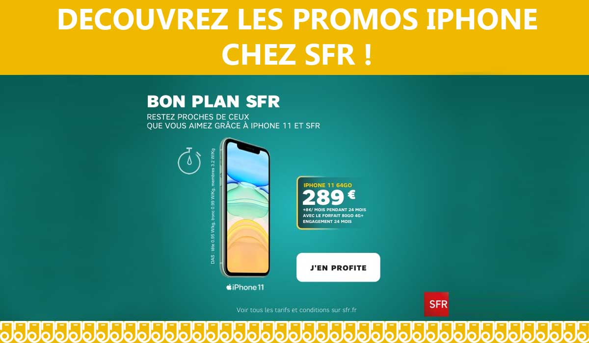 Nouvelle promo iPhone 11 chez SFR, seulement 269€ avec un forfait mobile 80Go !