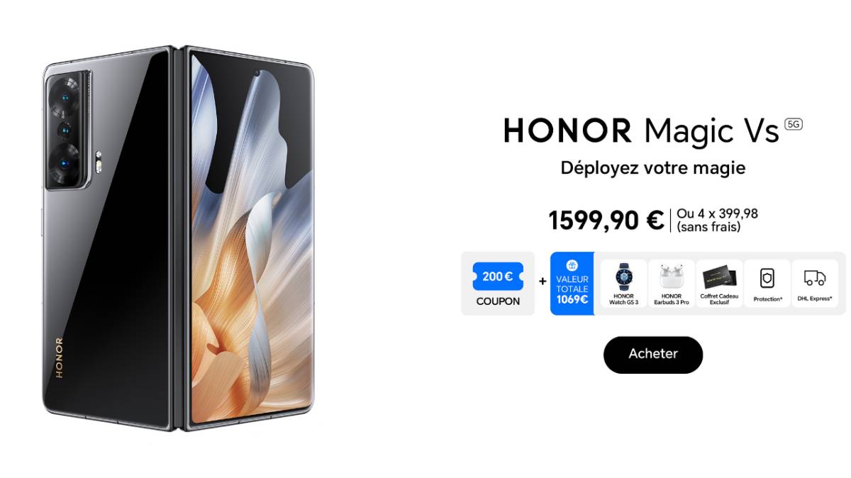 Offre de lancement exceptionnelle ! Le HONOR Magic Vs est à moins 200 € avec des cadeaux d'une valeur de 1069 € !