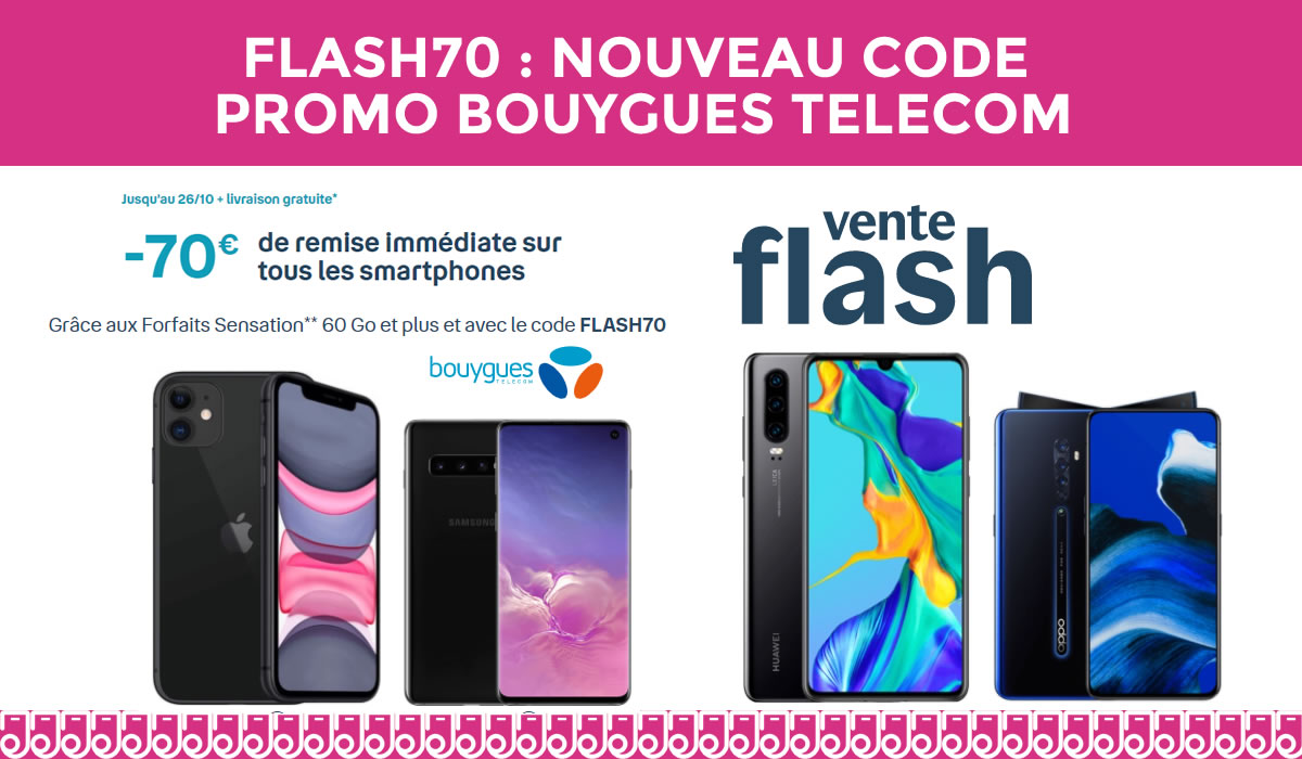 PROMO DU JOUR : 70€ sur tous les smartphones chez BOUYGUES !