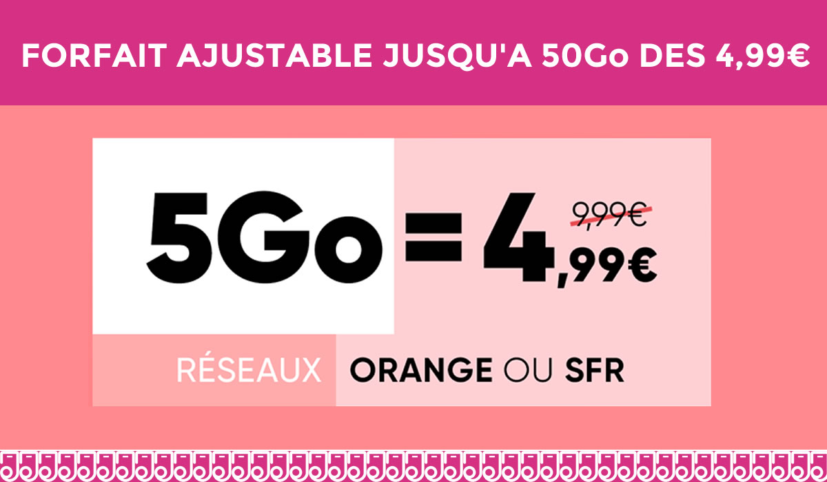 Forfait Mobile illimité à moins de 5€ sur les réseaux Orange ou SFR