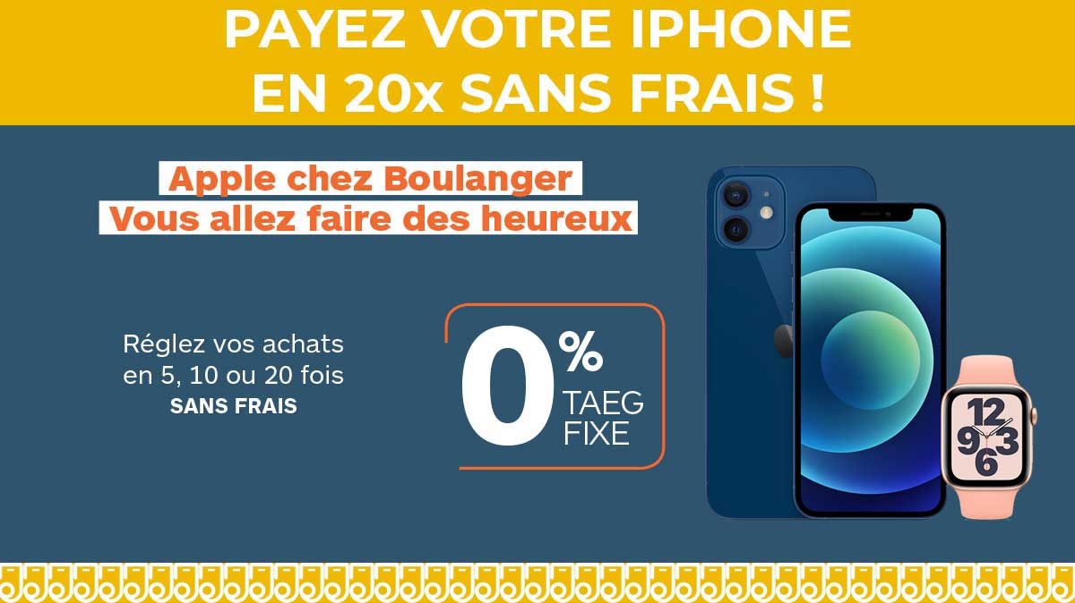 Payez l'iPhone 12, l'iPhone 12 mini ou l'Apple Watch en 20 fois sans frais !