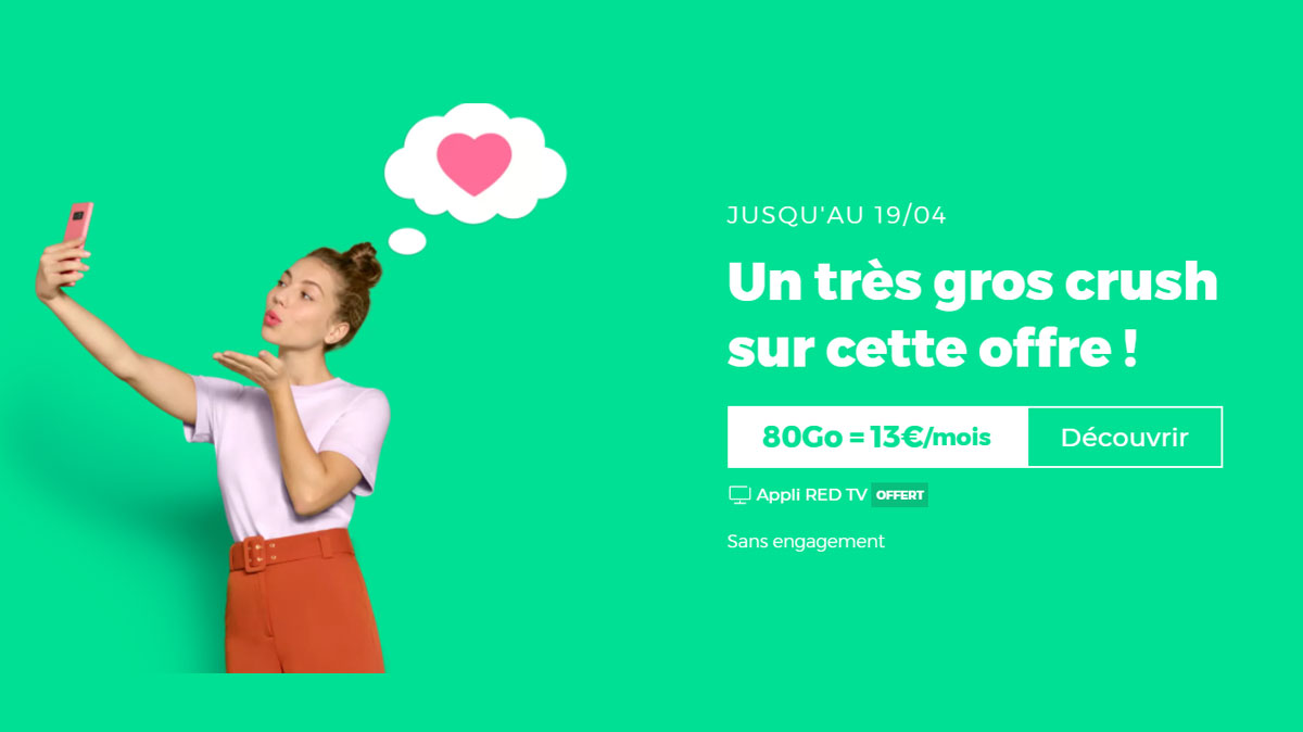 Prolongation sur les offres RED by SFR avec le forfait 80Go à seulement 13€ !