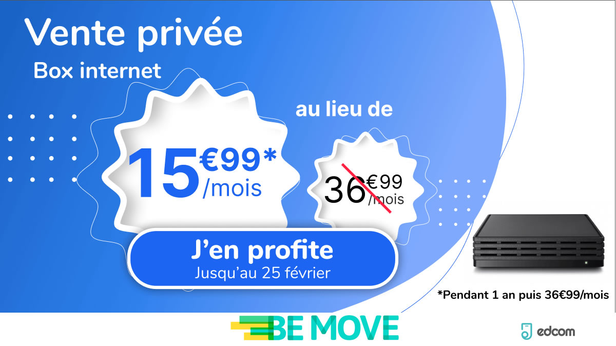 Réalisez de belles économies avec la vente privée BeMove Box Fibre ou ADSL et forfait mobile !