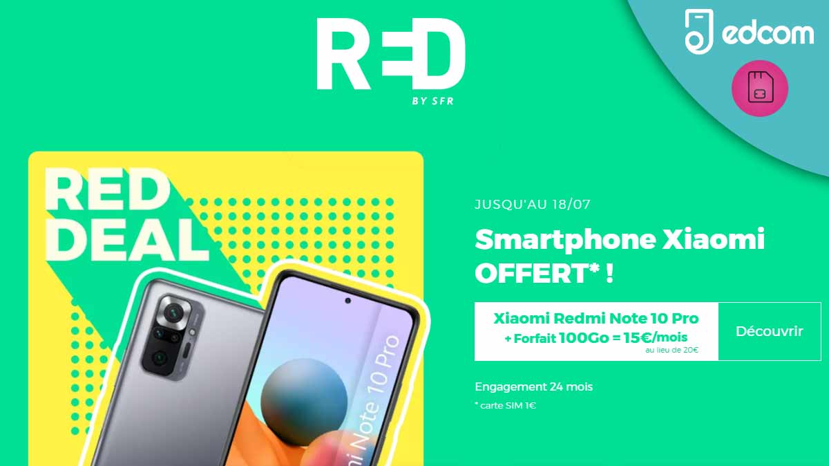 RED DEAL : un forfait mobile 100 Go et un smartphone Xiaomi offert !