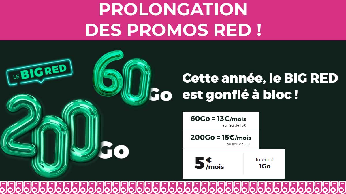 RED by SFR prolonge les promos sur ses trois forfaits pas chers dès 5€ !