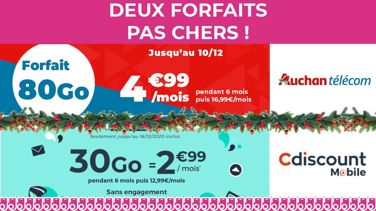Retour des forfaits pas chers à moins de 5€/mois pour Auchan Télécom et Cdiscount Mobile