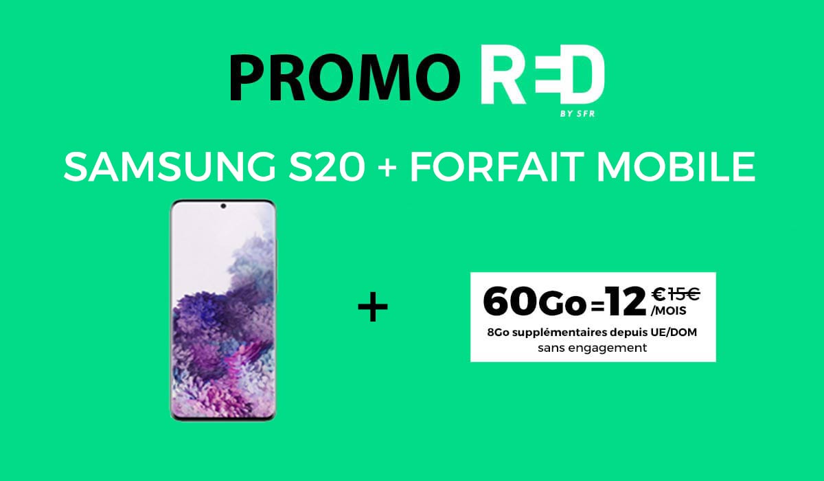 Le Samsung S20 + Forfait mobile illimité pas chers chez RED by SFR !