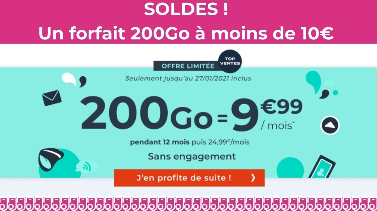 SOLDES : Nouveau forfait mobile 200Go à moins de 10€ chez Cdiscount