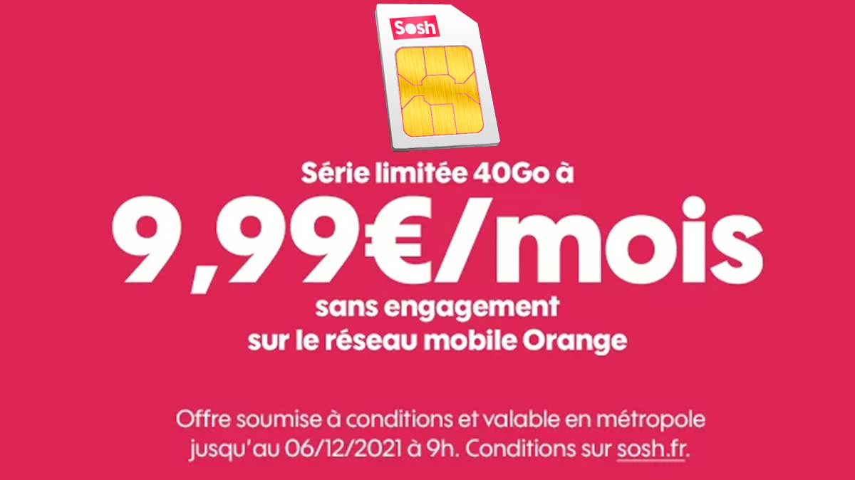 SOSH lance un nouveau forfait mobile 40Go à prix cassé pour le Black Friday