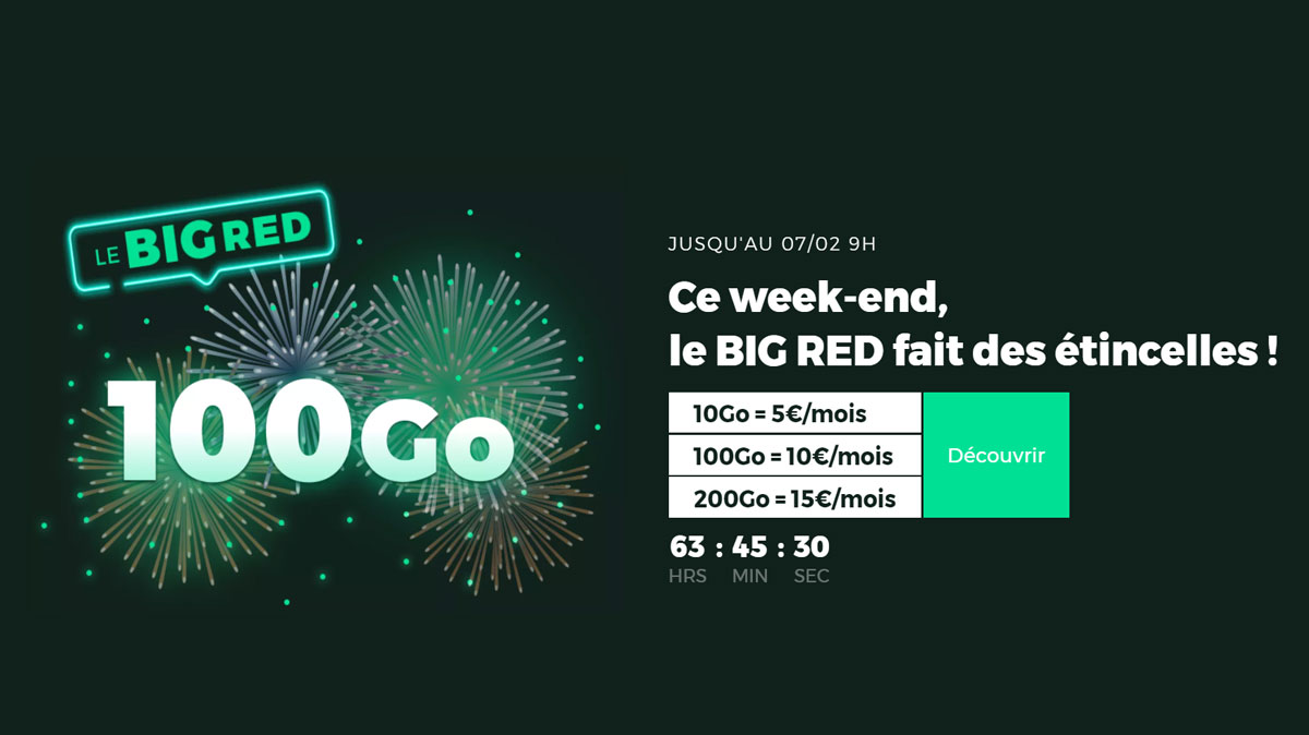 SURPRISE : Le BIG RED est de RETOUR pour ce WE ! Découvrez leurs supers offres 10Go à 5€ et 100Go à 10€
