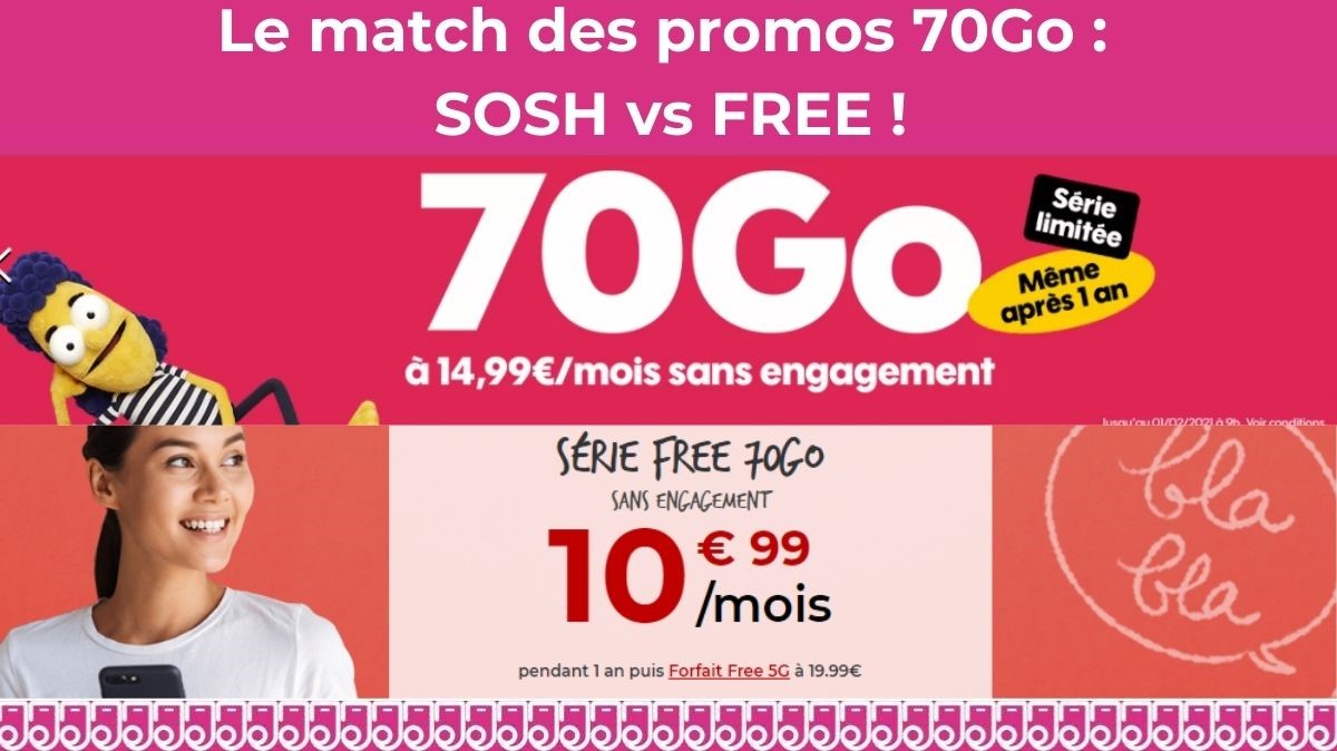 Sosh vs Free Mobile : quelle promo forfait mobile 70Go privilégier ?