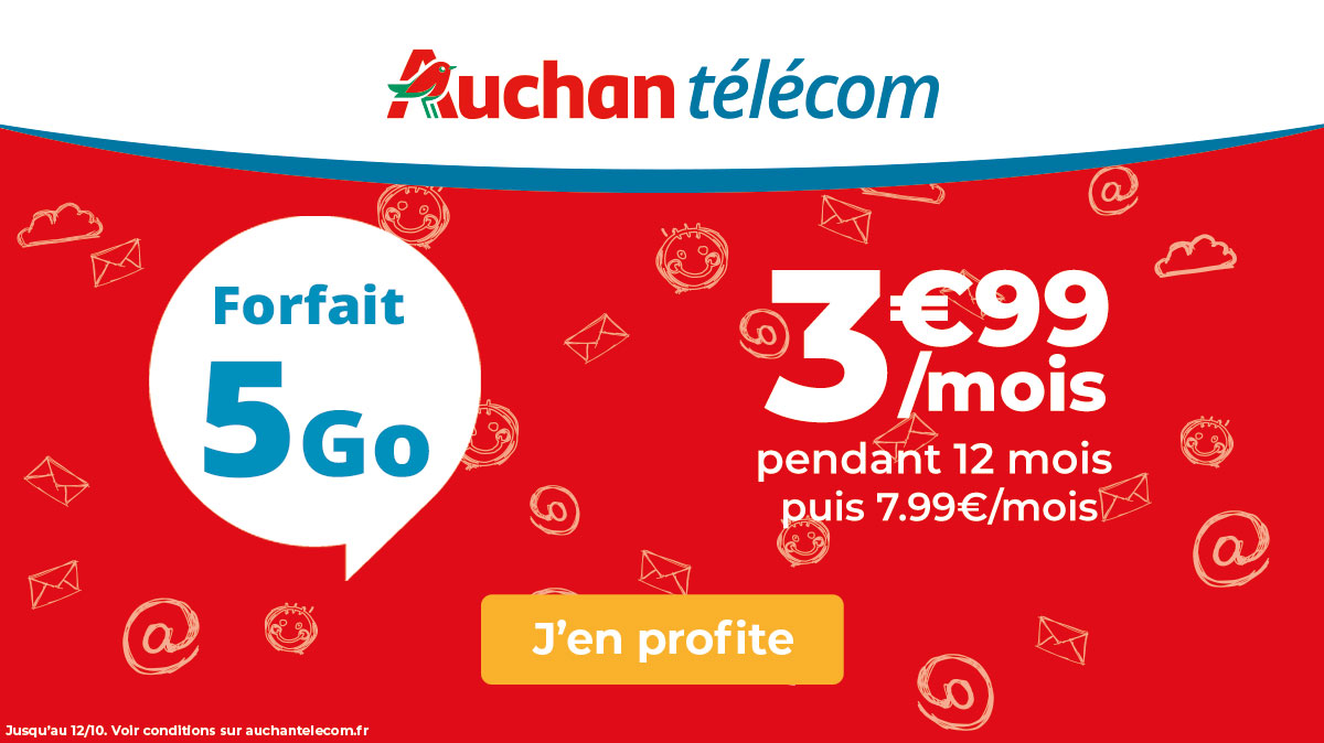 Surprise ! Votre forfait Mobile à seulement 3,99€ chez Auchan Telecom !