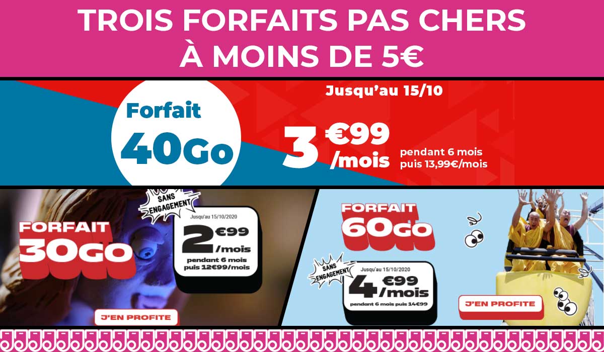 Trois forfaits pas chers en promo à moins de 5€ prennent fin ce soir !