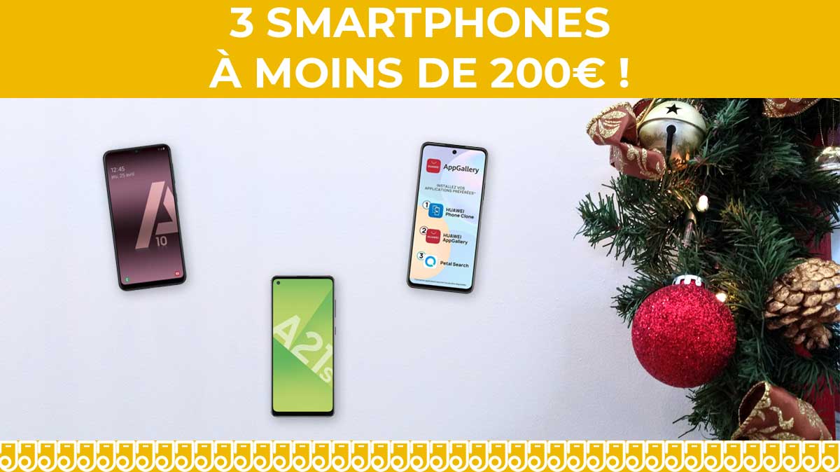 Trois smartphones pas chers à moins de 200€ livrés pour Noël !