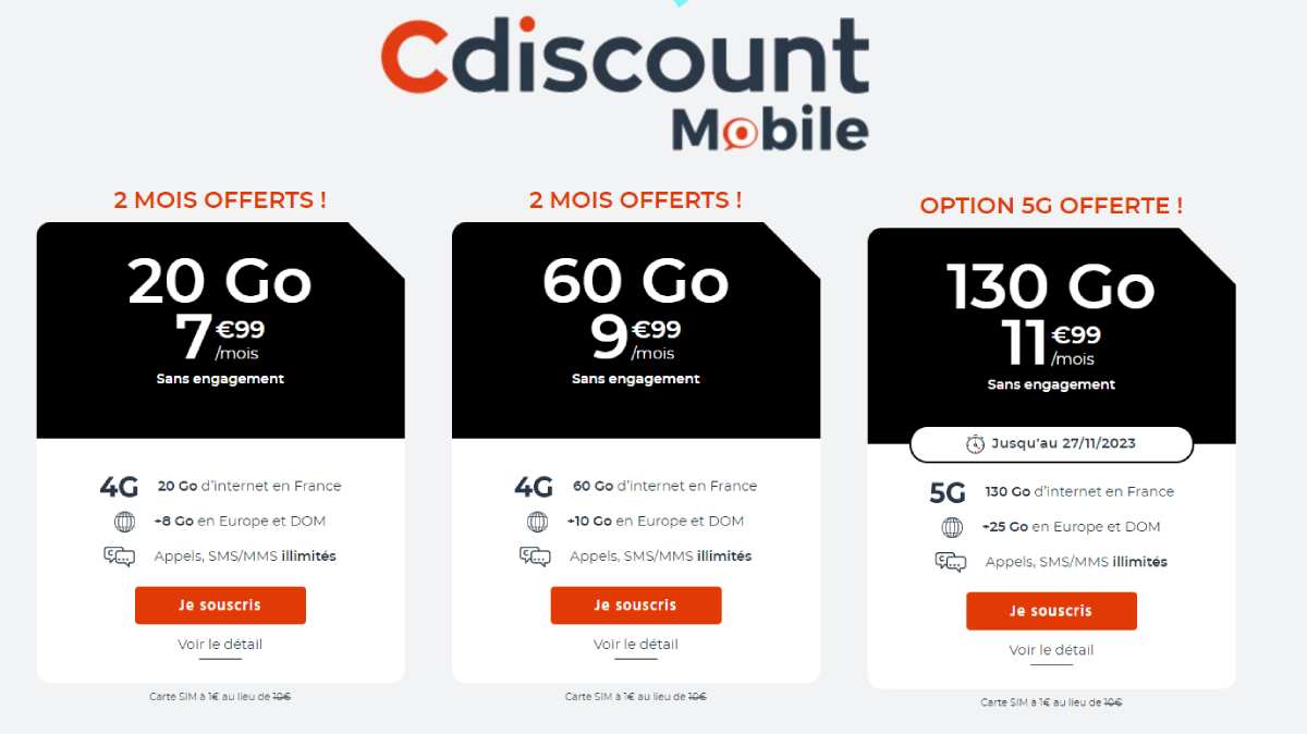 Une journée de plus pour succomber au super forfait mobile Black Friday de Cdiscount Mobile : 130Go de 5G à seulement 11.99€ !