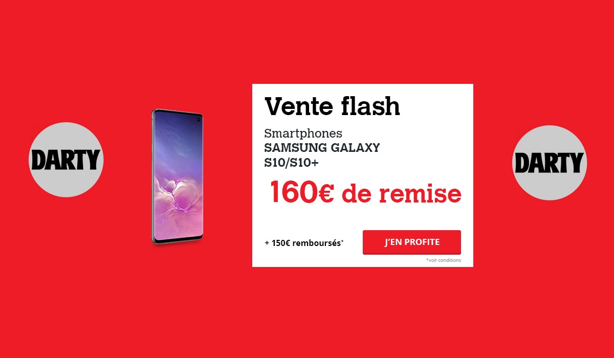 Vente Flash Darty sur le Samsung Galaxy S10 : 160 € de remise