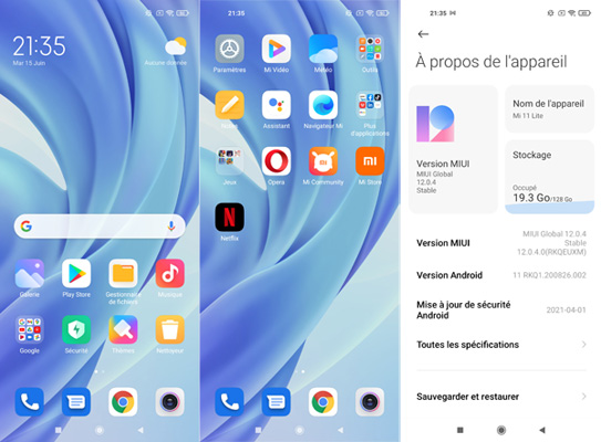 Xiaomi Mi 11 lite raccourcis