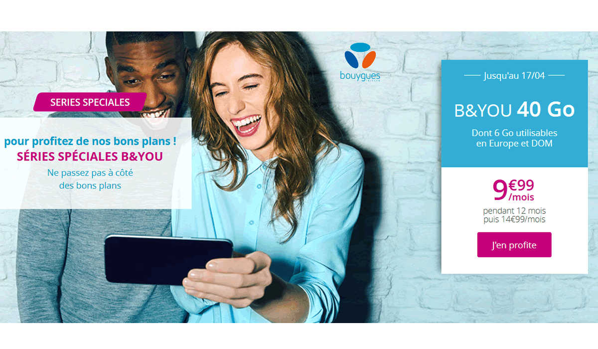 Encore 2 jours pour profiter du forfait B&You 40Go à 9.99€/mois !