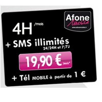Afone plus : 4H + SMS illimités + Smartphone pour 1 euro