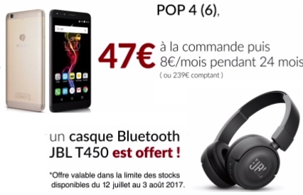 Nouvelle promo Free Mobile : un casque bluetooth JBL T450 offert avec l'Alcatel Pop 4-6