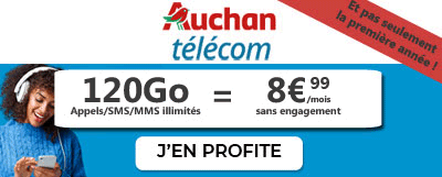 Forfait 120 Go à 8,99 euros de Auchan