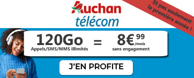 Forfait 120 Go à 8,99 euros de Auchan Telecom