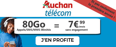 Forfait 80 Go à 7,99 euros de Auchan