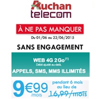 Forfait avec appels, SMS et MMS illimités et 2Go en 4G en promo à 9.99€ chez Auchan Telecom !