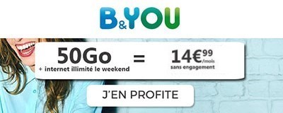 Forfait B&You 50Go + data illimitée week-end 