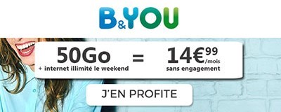 Forfait B&You 50Go + internet illimité le week-end