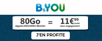 Forfait B&You 80 Go à 11,99 euros