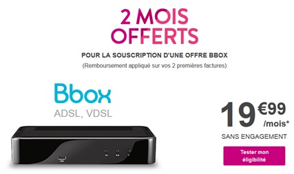 Bbox : Internet à partir de 19.99€, deux mois offerts prolongés chez Bouygues Telecom !