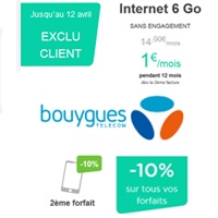 Exclu abonnés Bouygues Telecom : Remise de 10% sur tous vos forfaits mobiles, un accès Internet Nomad 6Go à 1€ !