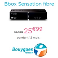 Bon plan Internet Bouygues Telecom  : La Bbox Sensation Fibre en promo à 25.99€ pendant 12 mois !