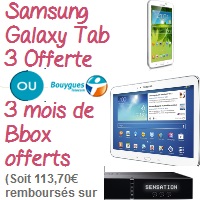 La Samsung Galaxy Tab 3 offerte avec une bbox Sensation pour Noël !