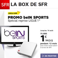 Promo SFR TV : BeIN Sports à 1€ pendant 1 an !