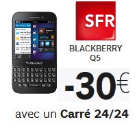 SFR : Le Blackberry Q5 en promotion avec un forfait mobile Carré 24/24 !
