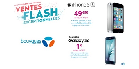 Black Friday 2015 : Ventes flash exceptionnelles sur l’ iPhone 5S et Galaxy S6 chez Bouygues Telecom !