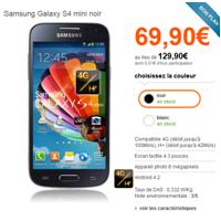Bon plan Orange : Samsung Galaxy S4 mini à prix réduit jusqu'à ce soir !